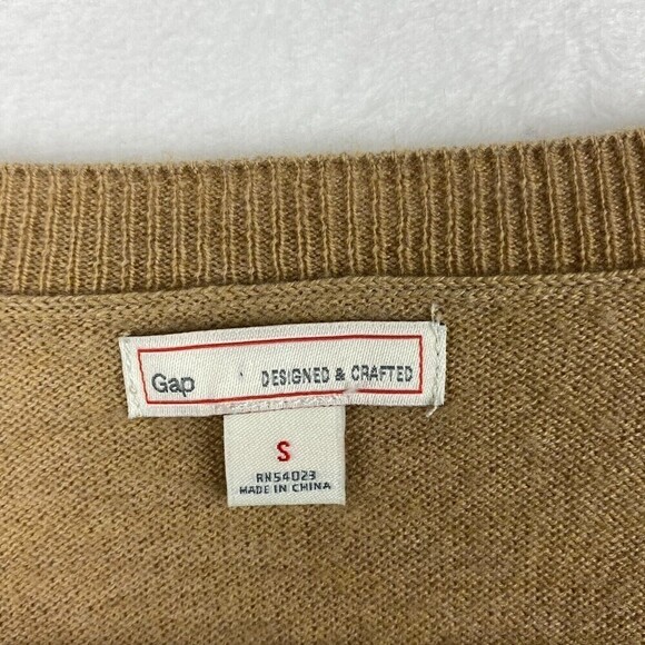 Gap Merino Wool Sweater Womens Small Brown V-neck Lightweight Casual Pullover - Picture 6 of 8